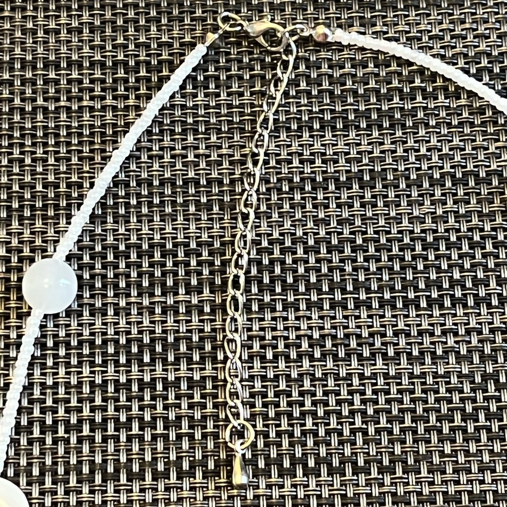 Unique White Beaded Rope Necklace - Picture 7 of 10